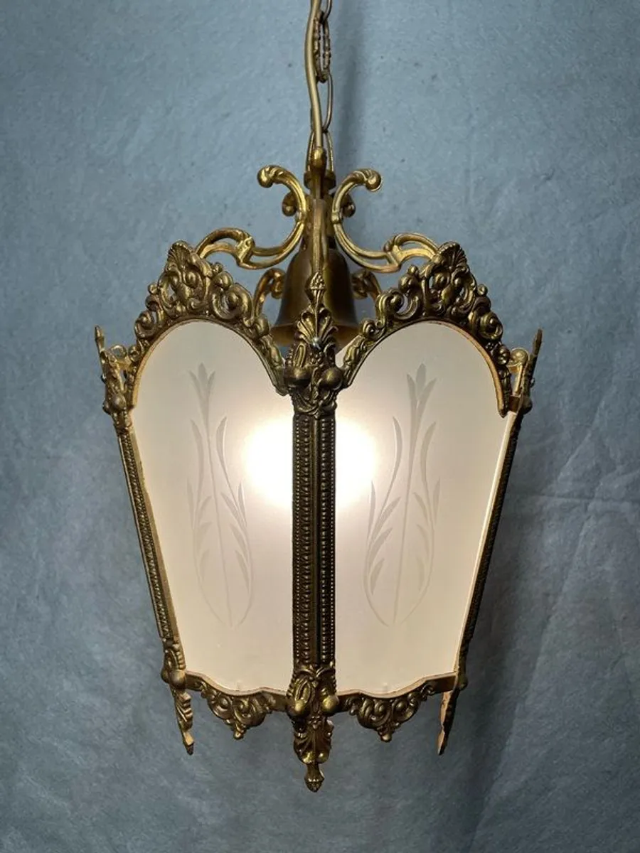 Beautiful French Brass and Glass Lantern - Image 2