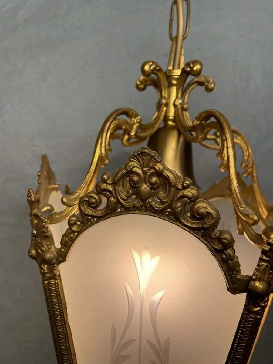 Beautiful French Brass and Glass Lantern - Image 3