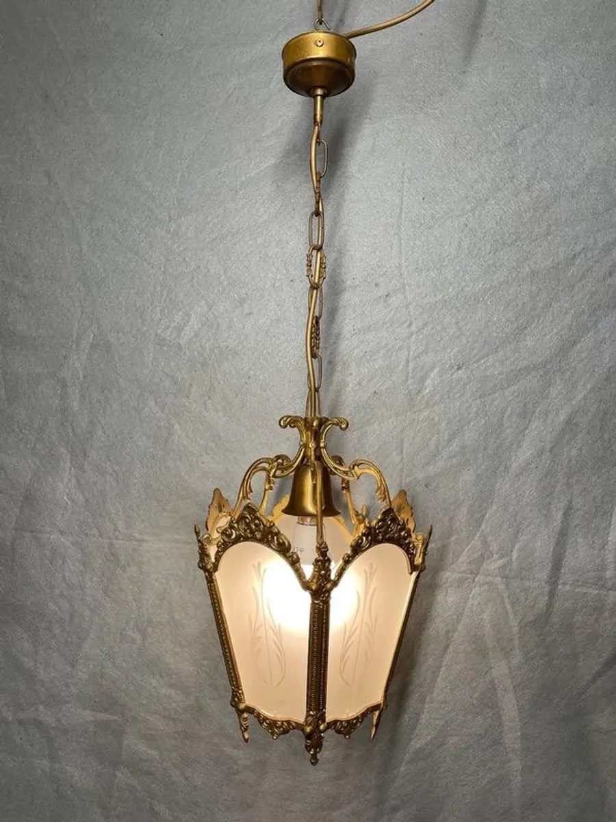 Beautiful French Brass and Glass Lantern - Image 4