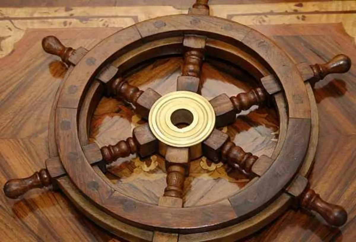 Ships Steering Wheel 32 cm Wood & Brass Antique St - Image 2
