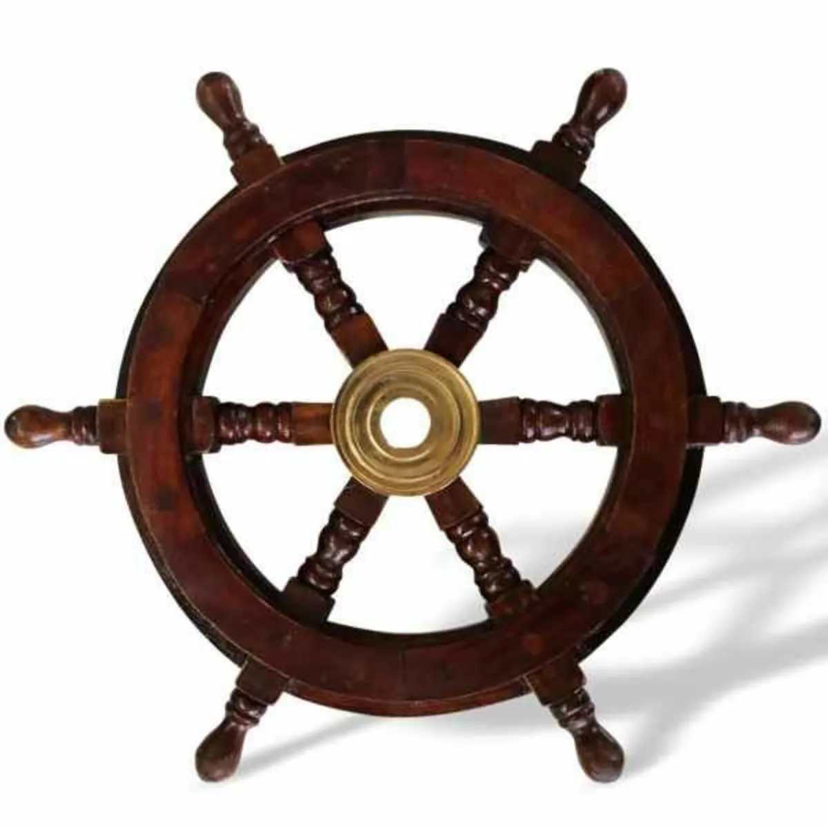 Ships Steering Wheel 32 cm Wood & Brass Antique St - Image 1