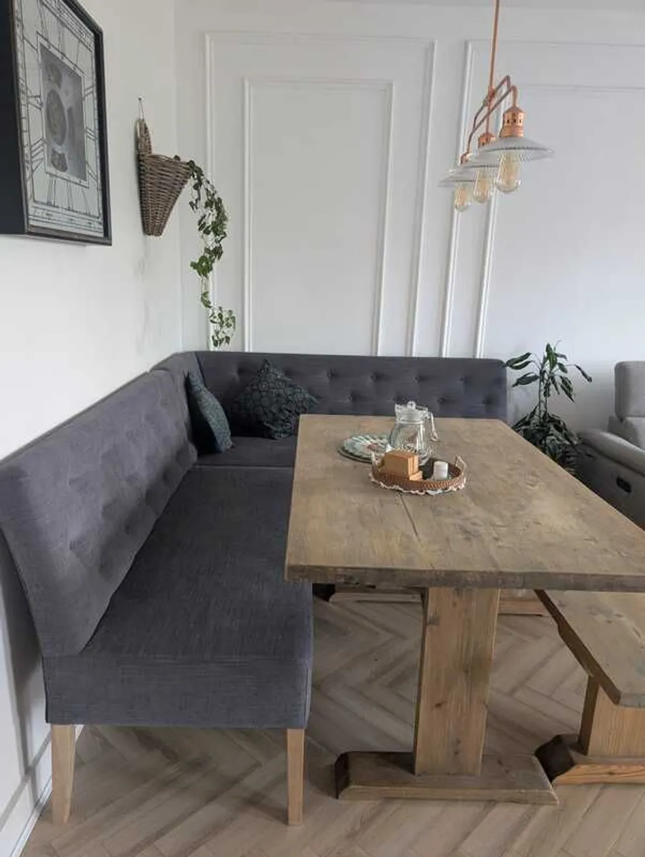 L shaped Dining Table with corner Bench Bespoke - Image 2