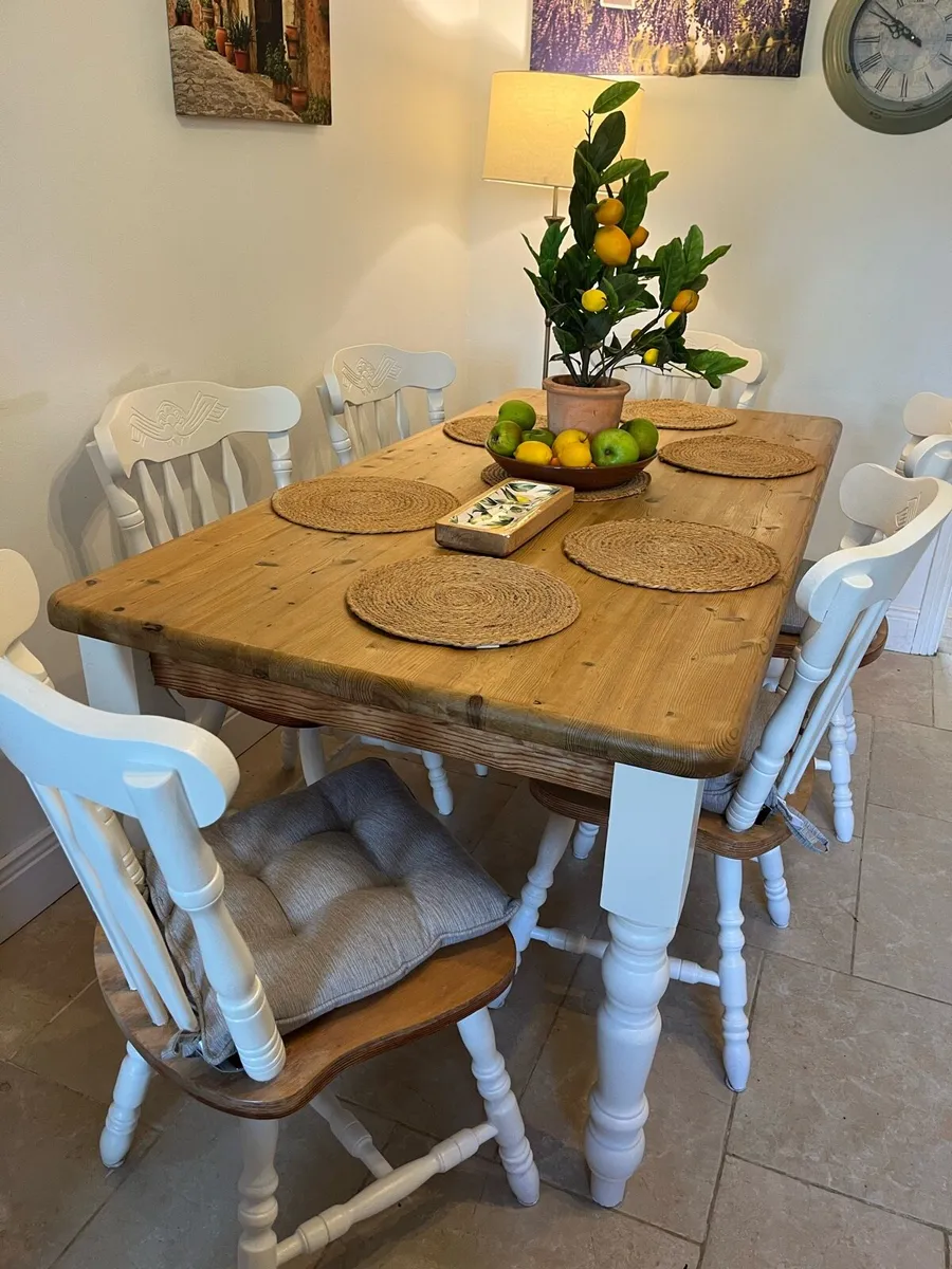 Farmhouse table and chairs set - Image 4