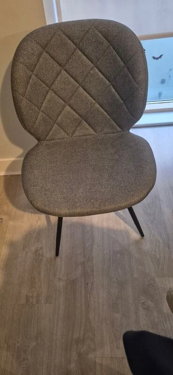 4 dining chairs charcoal grey with black legs - Image 1