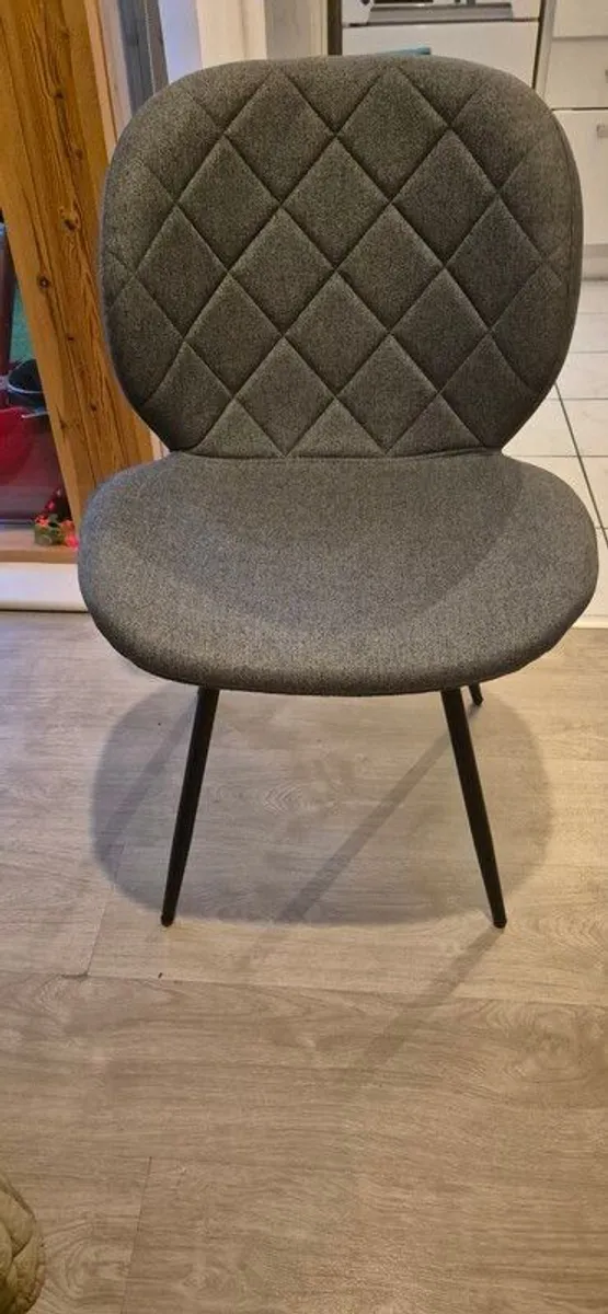 4 dining chairs charcoal grey with black legs - Image 2