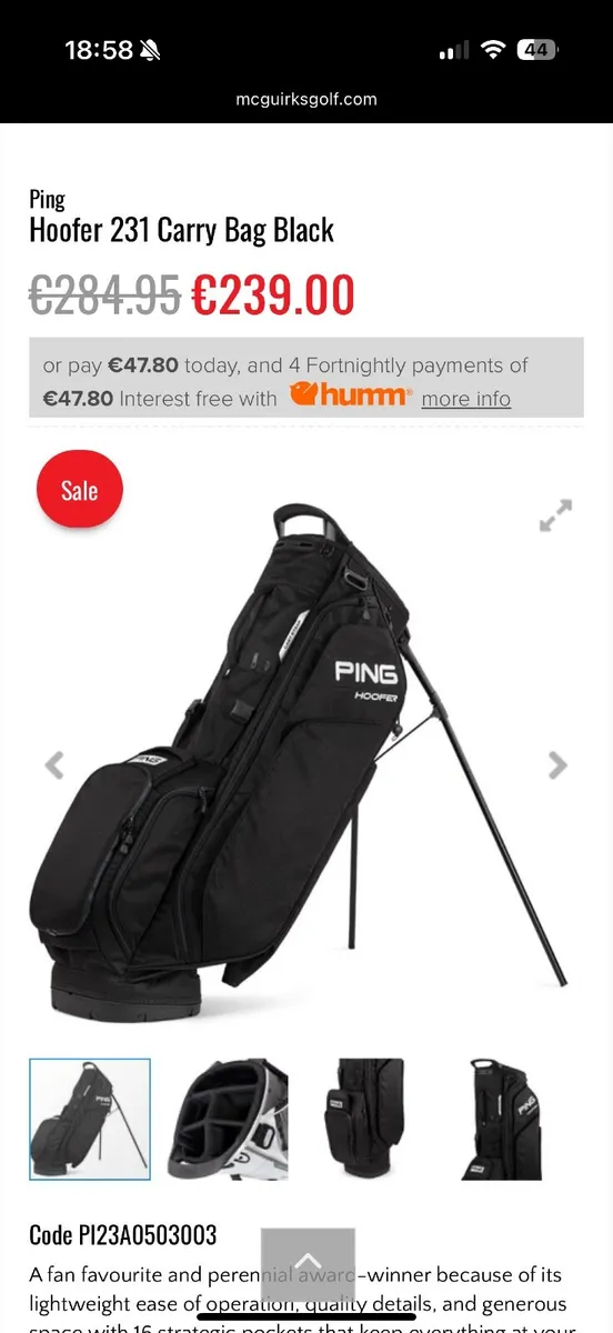 Ping hoofer stand bag, black - Image 2