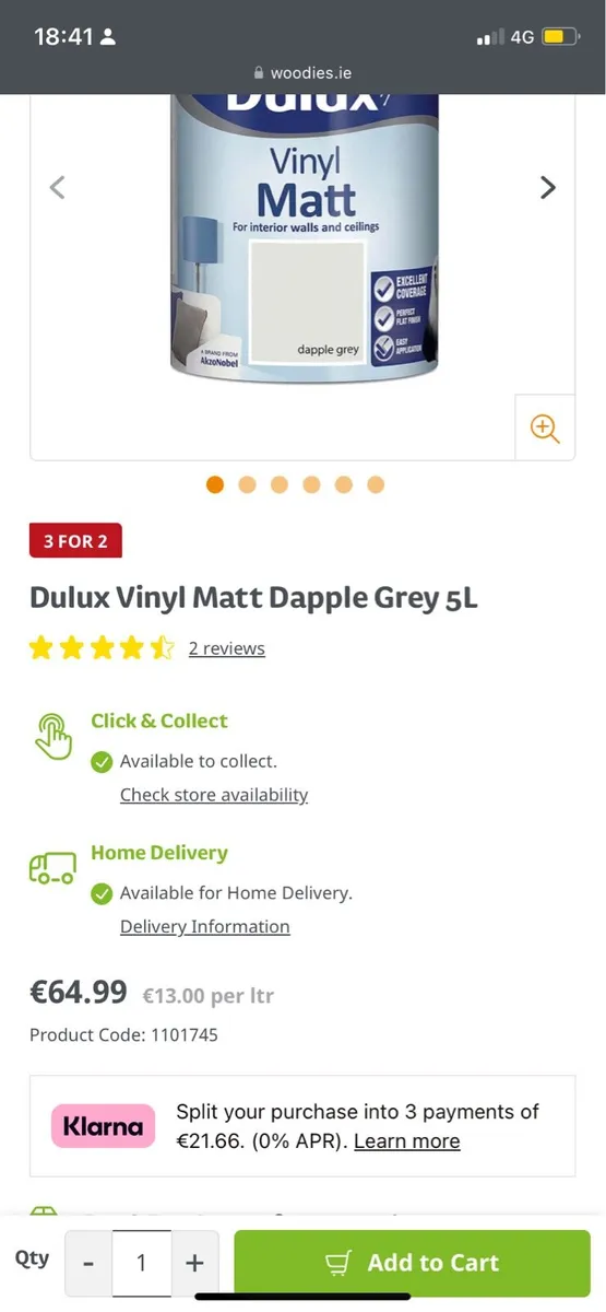 Unopened dulux dapple grey paint 5 litre