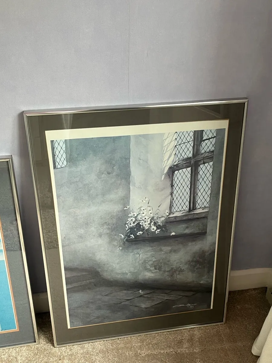 Heavy large silver glassed framed pictures - Image 3