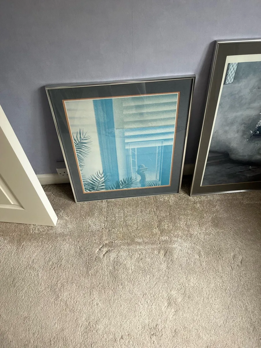 Heavy large silver glassed framed pictures - Image 1