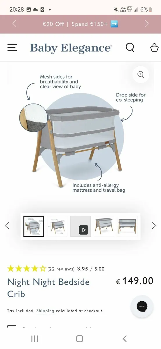 Cosleeper Bedside crib by Baby Elegance - Image 2