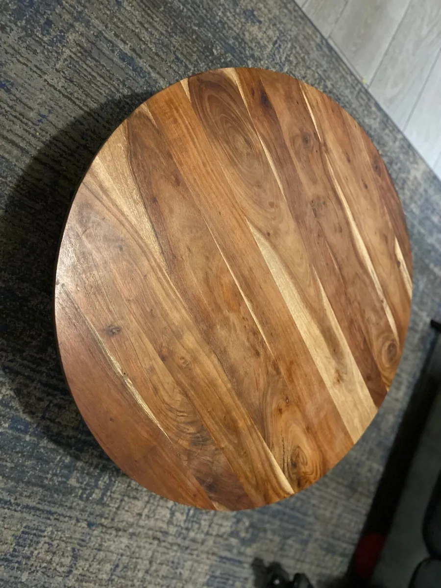 Acacia Wood Round Top Coffee Table - Image 1
