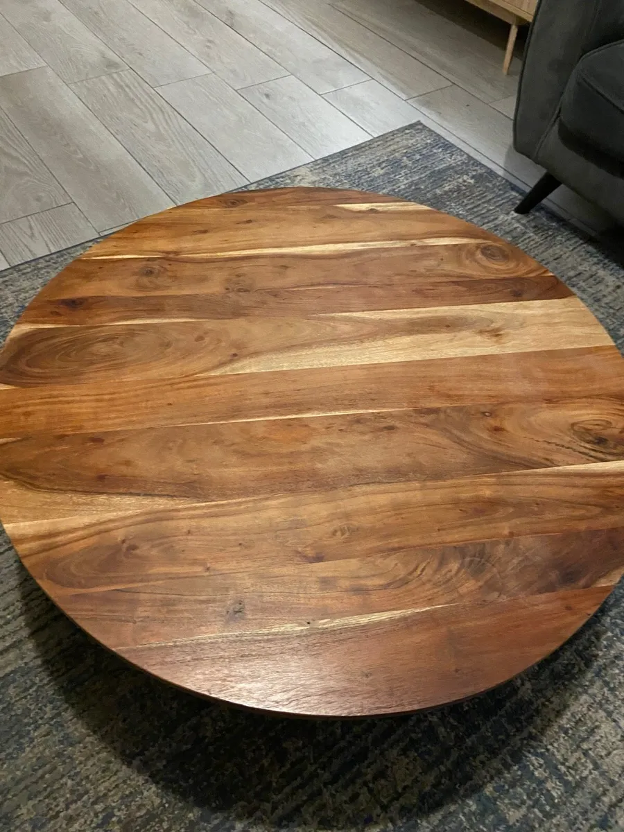 Acacia Wood Round Top Coffee Table - Image 2