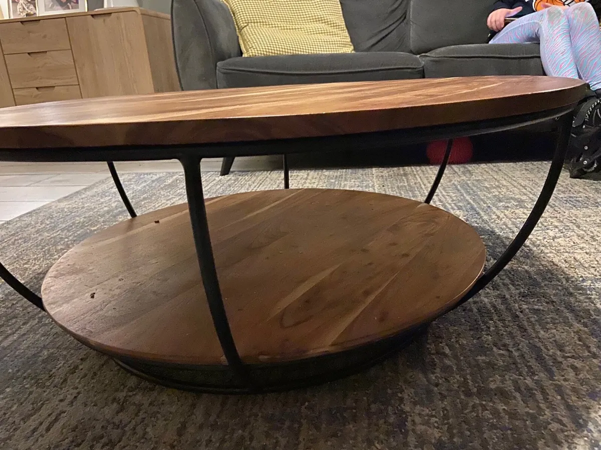 Acacia Wood Round Top Coffee Table - Image 3