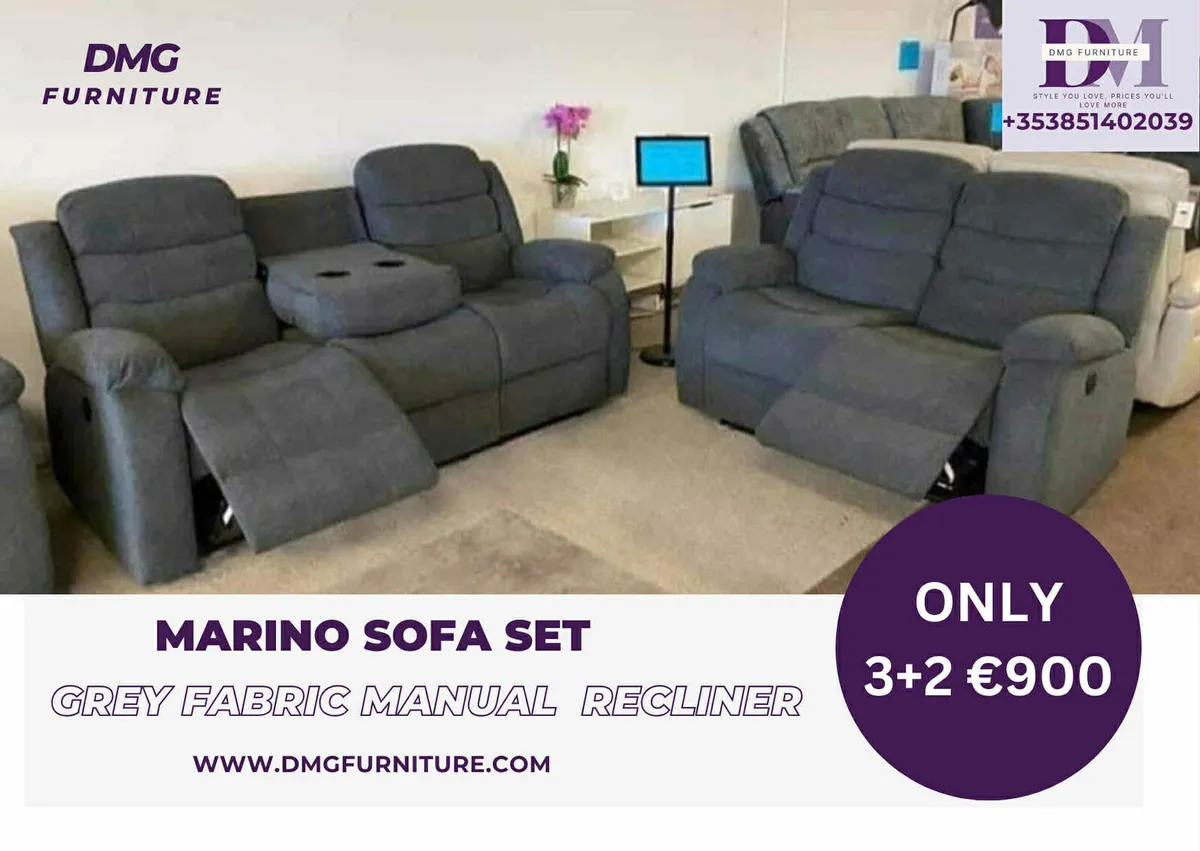New Marino Grey Leather Corner Recliner Sofa - Image 3