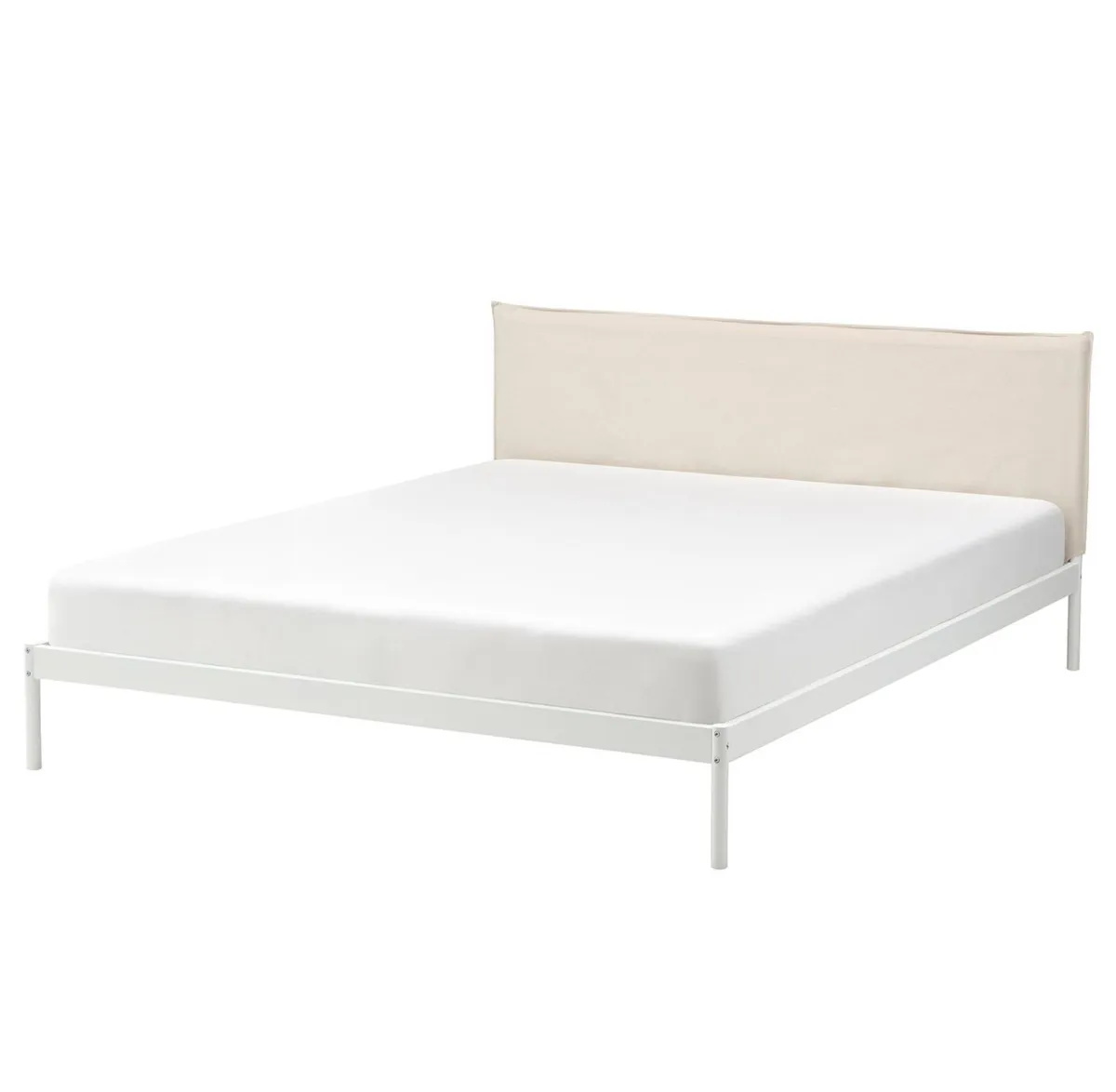 Bed frame white/beige standard king, IKEA as new - Image 2