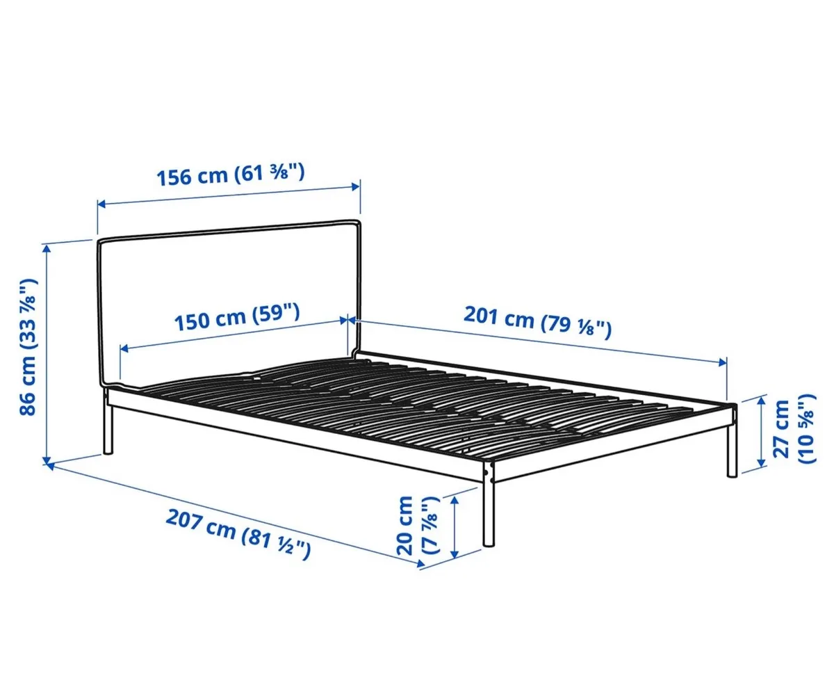 Bed frame white/beige standard king, IKEA as new - Image 4