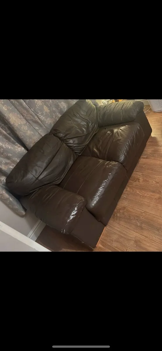 leather couch set - 2 seater and 3 seater FREE - Image 1