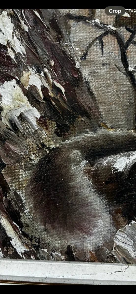 Vintage Oil Painting – Squirrel on Branch - Image 2