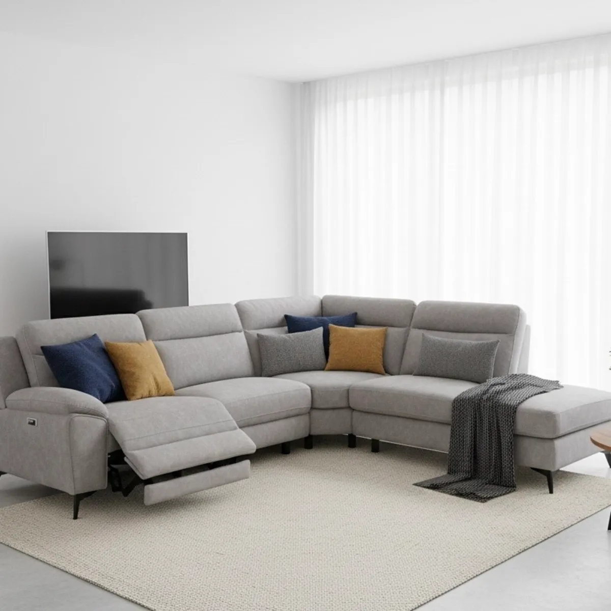 Alora Grey Electric Recliner Sofa, Brand New - Image 2