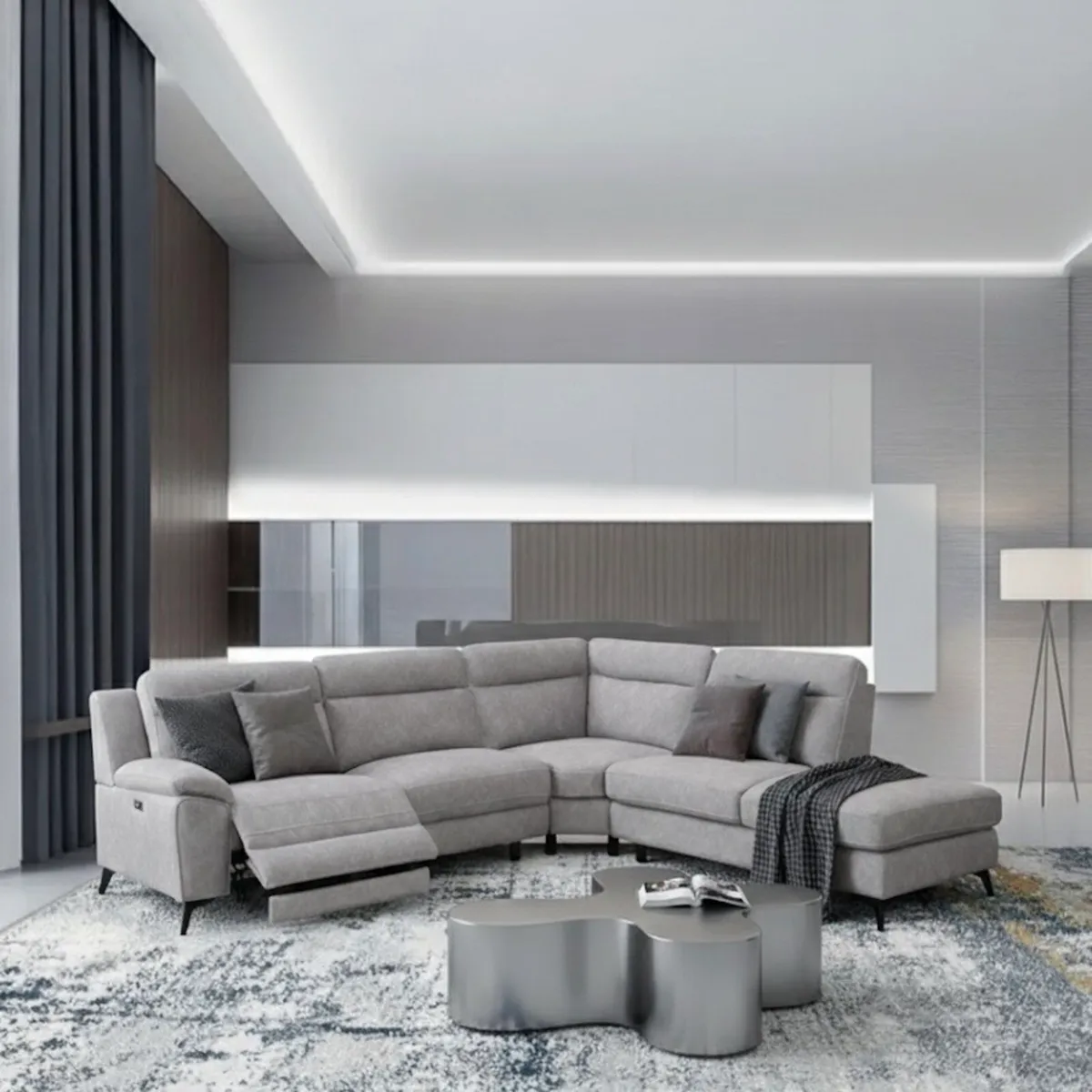 Alora Grey Electric Recliner Sofa, Brand New - Image 1