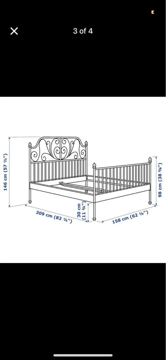 White bed frame €100 double 4,6 ft - Image 2
