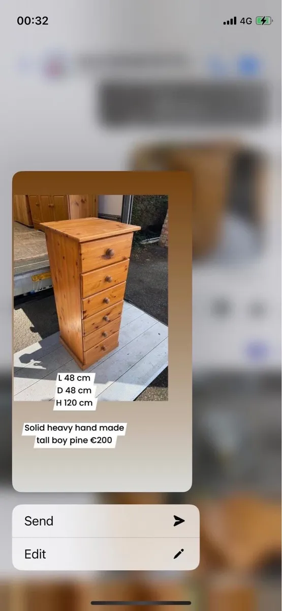 Hand made tall chest of drawers - Image 3