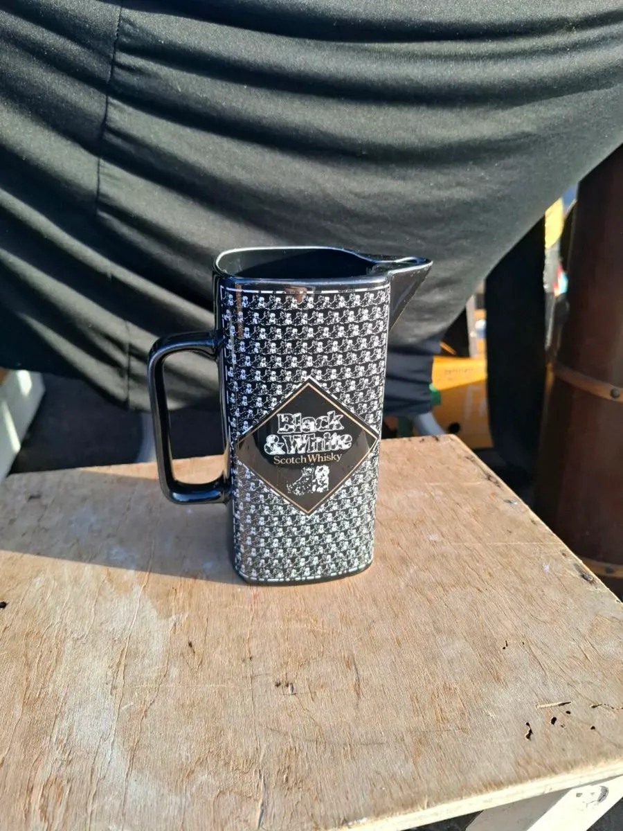 Black and white whiskey pitcher