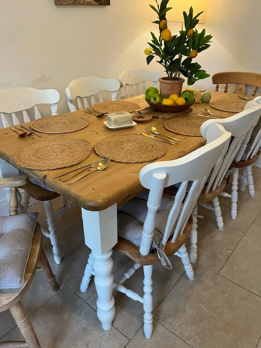 Farmhouse table and chairs - Image 3