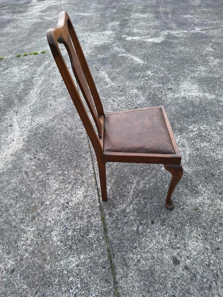 Vintage chair with brown leather seat - Image 3