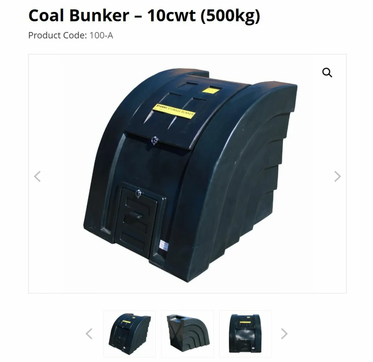 500kg heavy duty fuel bunker, (as new - coal/wood) - Image 1