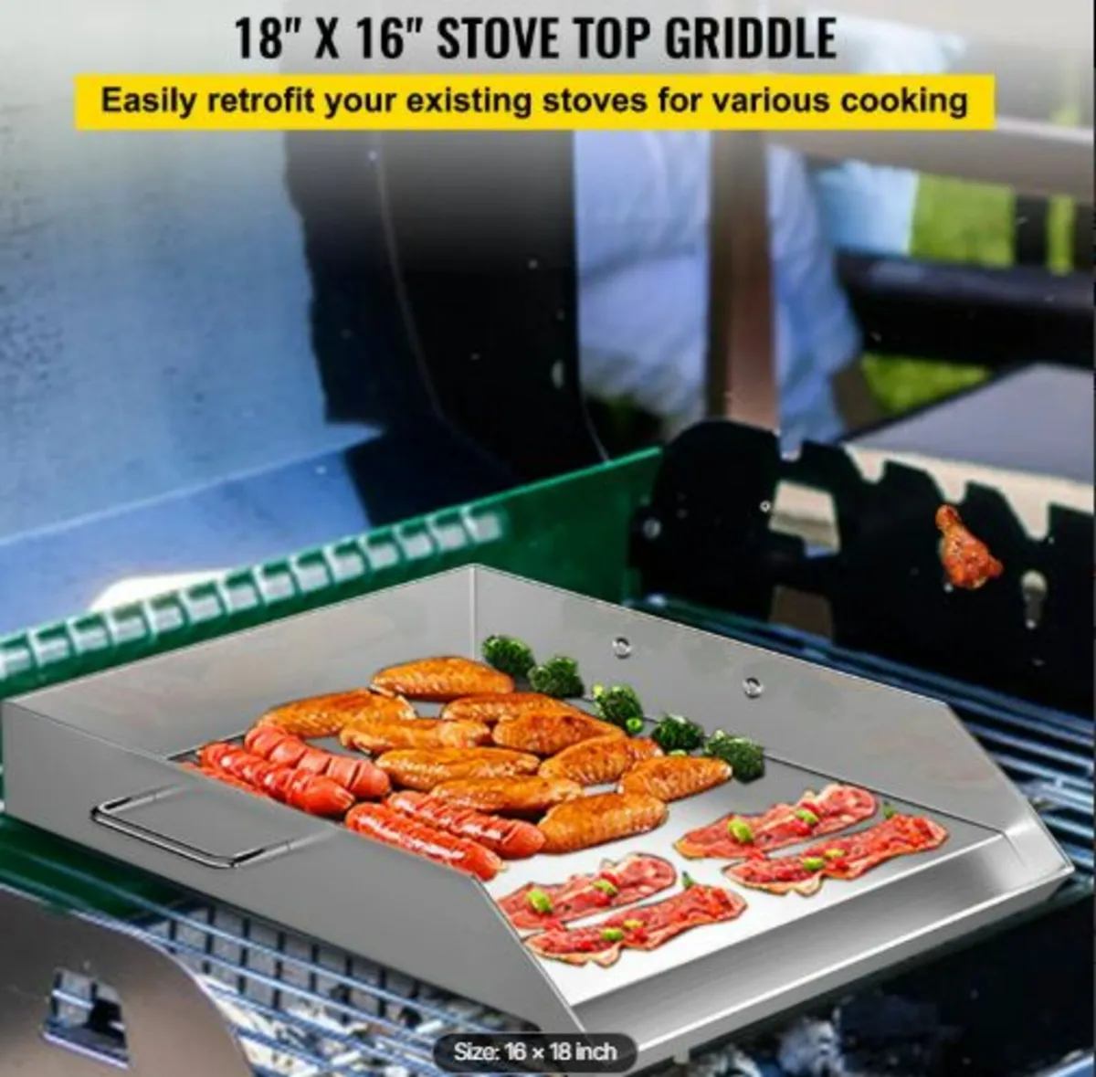 Square Grill Plate 16 x 18 Inch Stainless Steel - Image 2