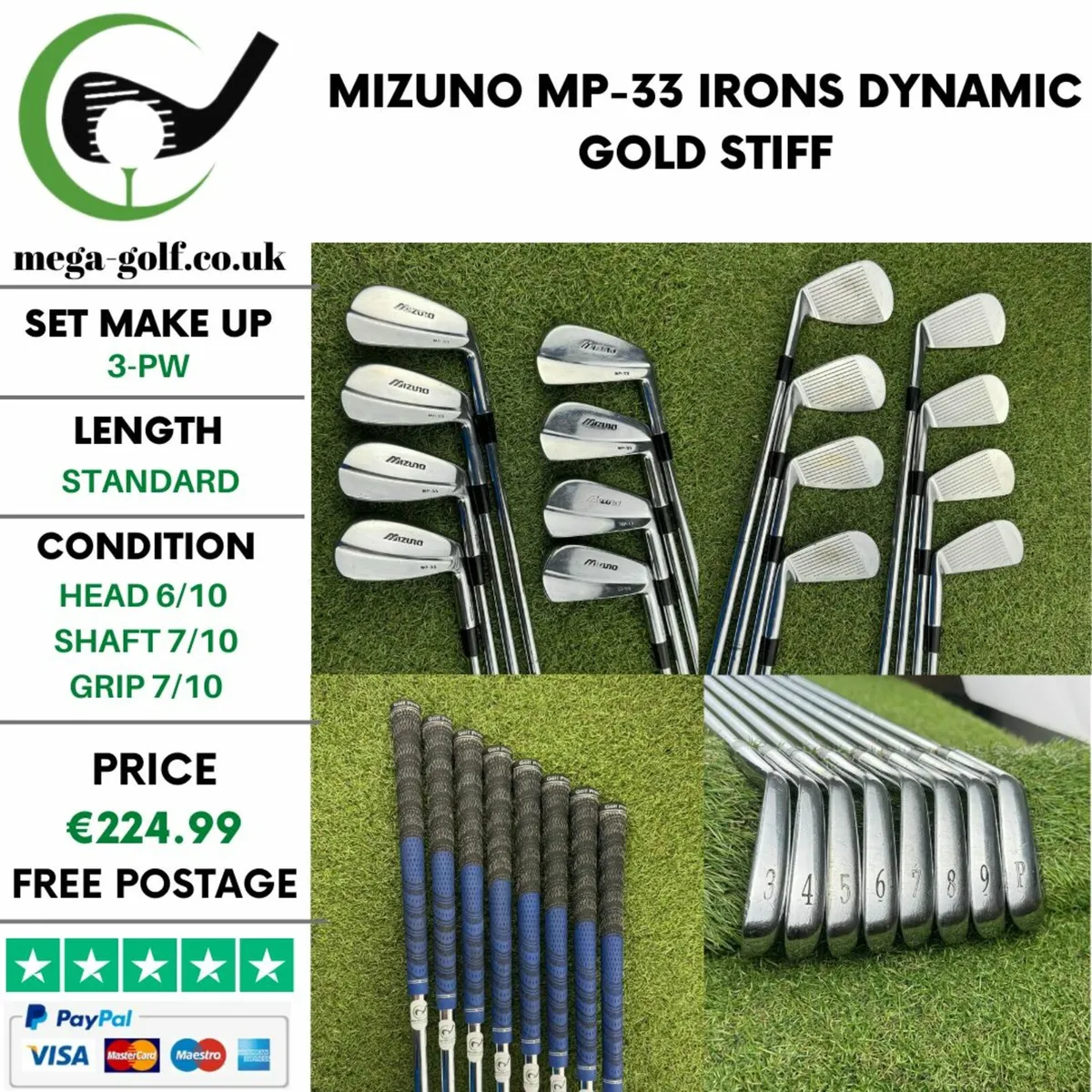 Mizuno Mp-33 Irons / 3-Pw / Dynamic Gold Stiff - Image 1
