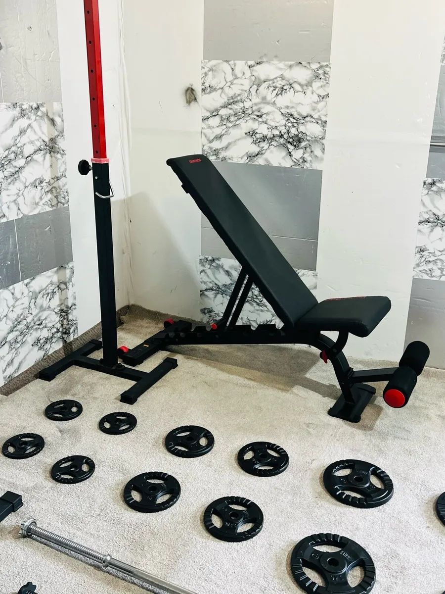 Tri-grip iron weights rack bench barbell dumbbells - Image 4