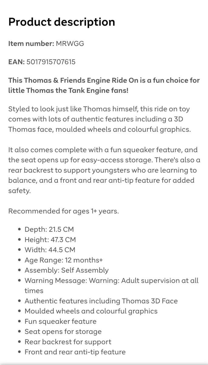 Thomas the Tank ride on - Image 3