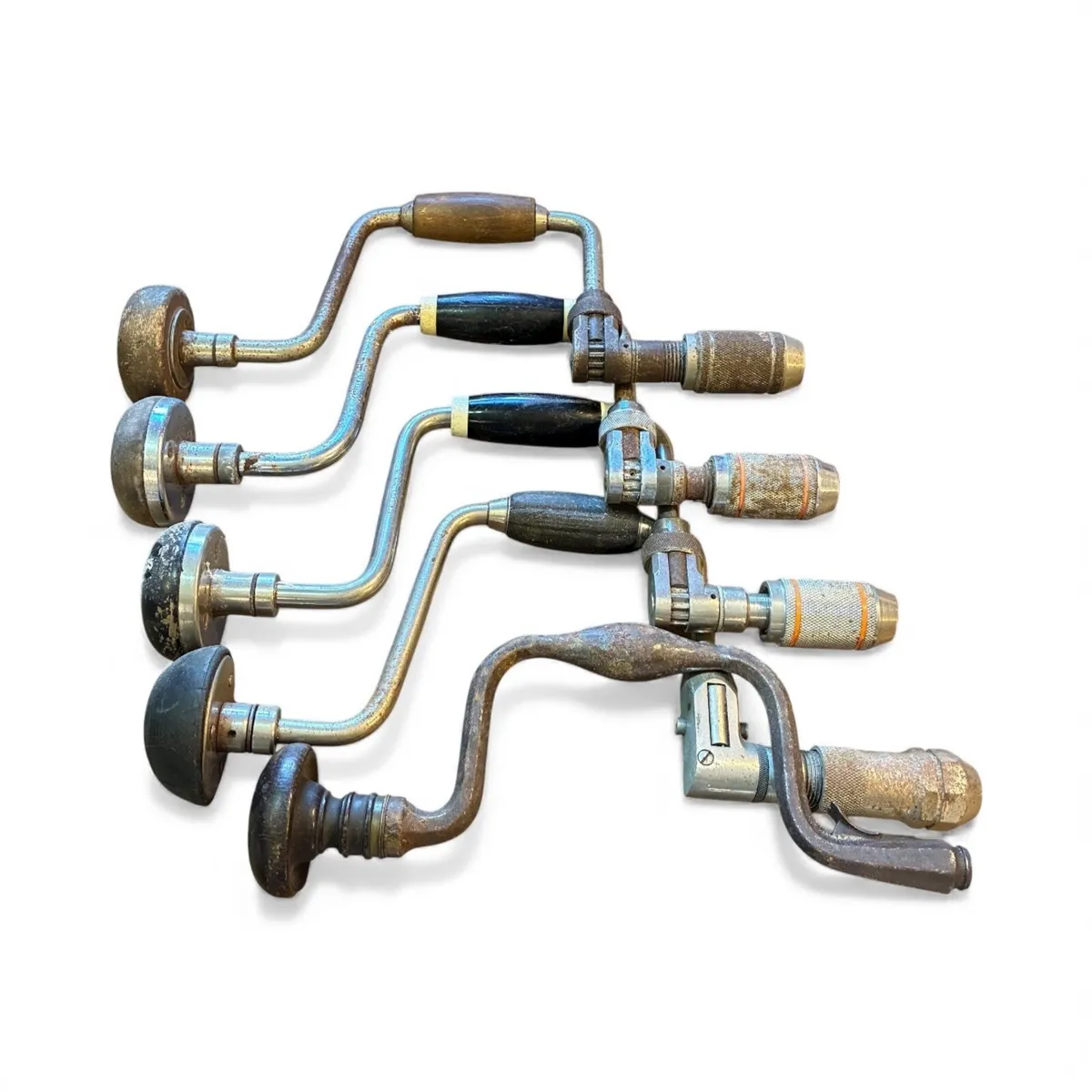 A collection of Vintage HAND BRACE DRILLS