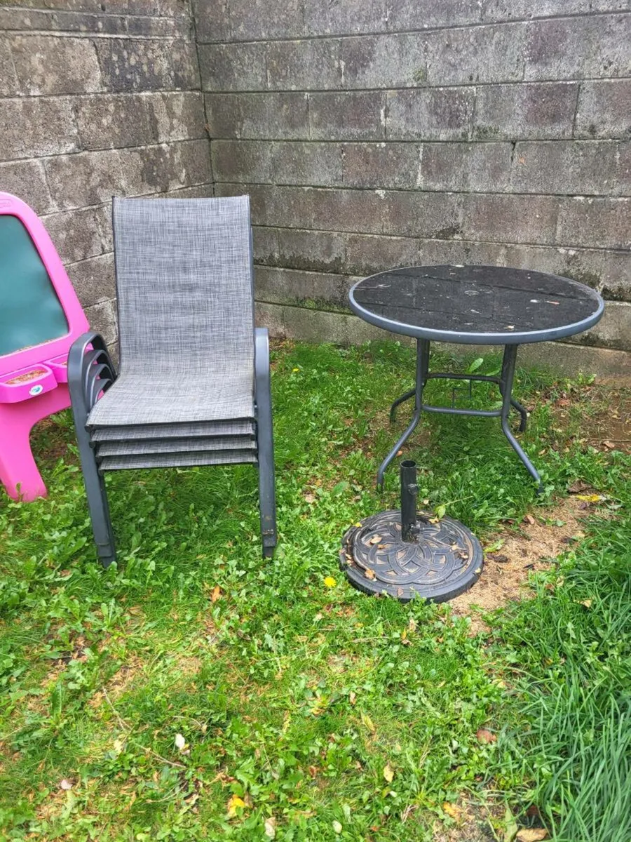 Garden chairs table and stand