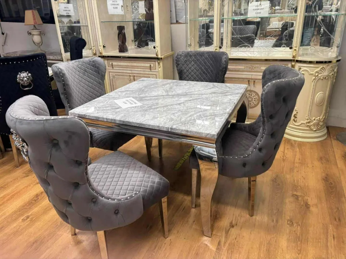 Marble Kitchen Dining Table With 6 Chairs - Image 2
