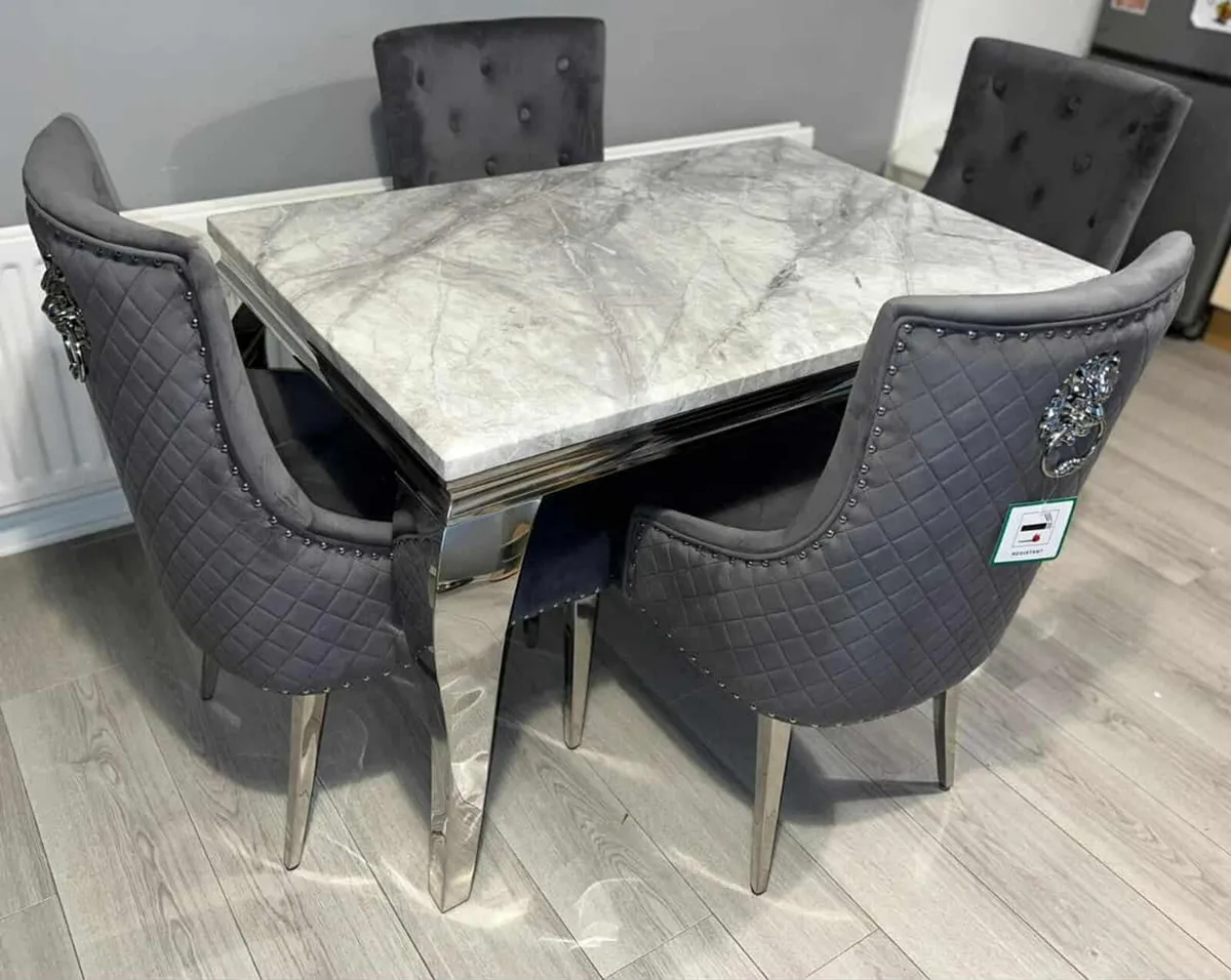 Marble Kitchen Dining Table With 6 Chairs - Image 3