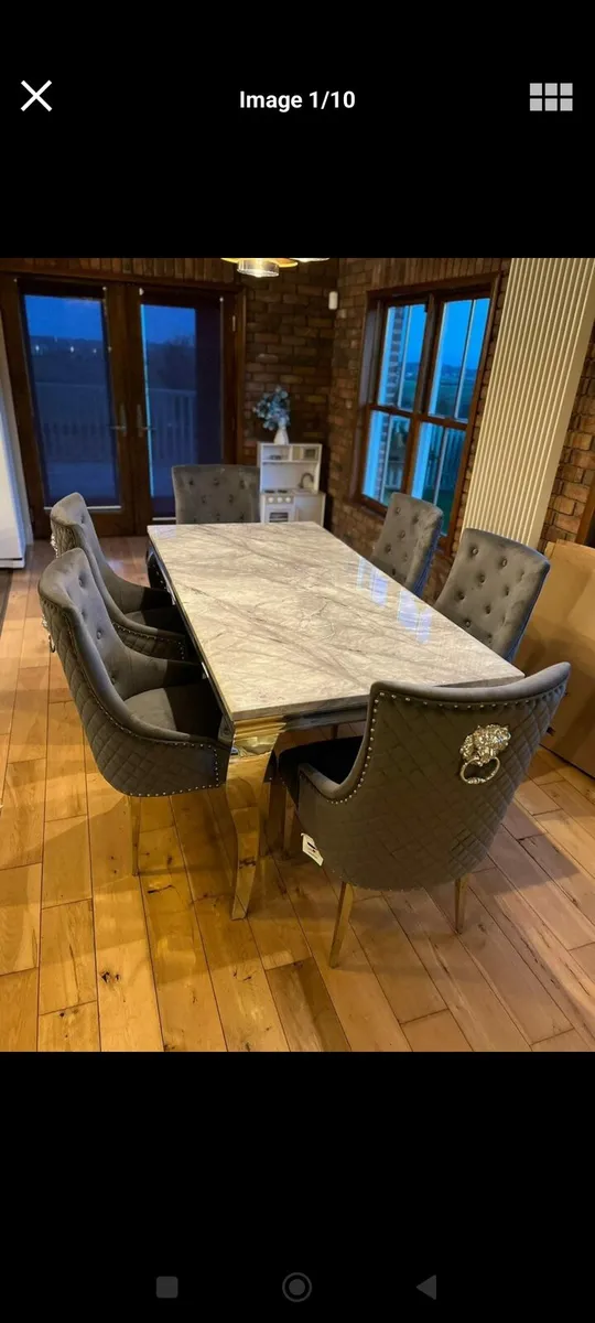 Marble Kitchen Dining Table With 6 Chairs - Image 1