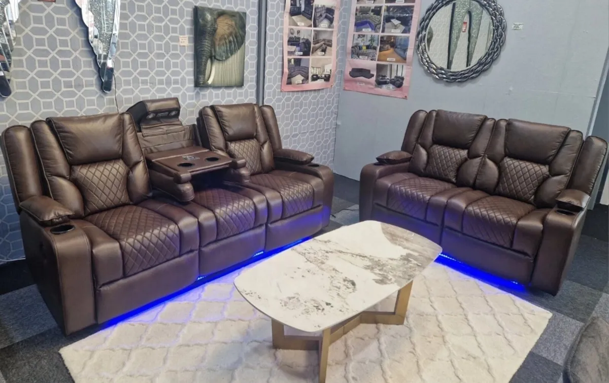 Electric Real Leather Orlando Recliner Sofa Set - Image 1