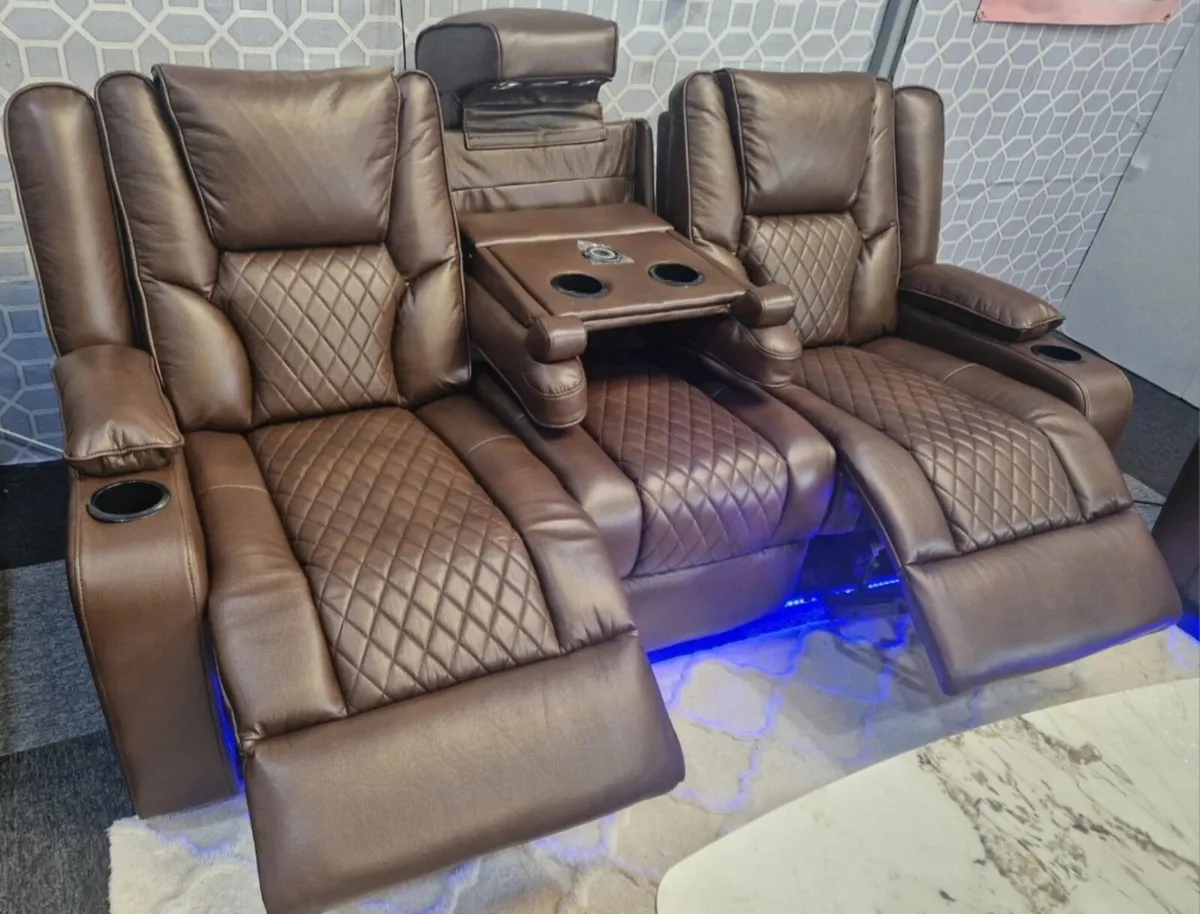 Electric Real Leather Orlando Recliner Sofa Set - Image 2