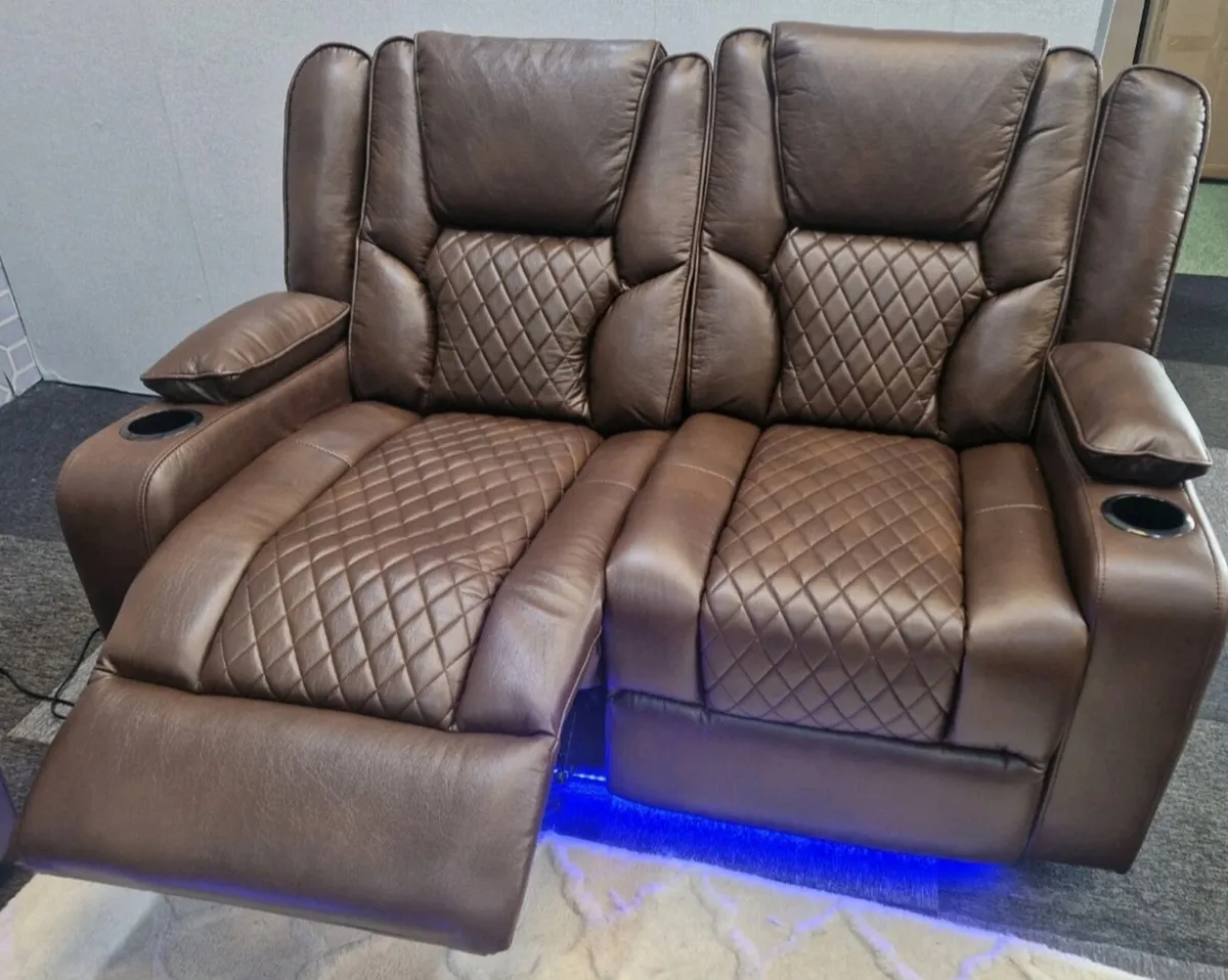 Electric Real Leather Orlando Recliner Sofa Set - Image 3