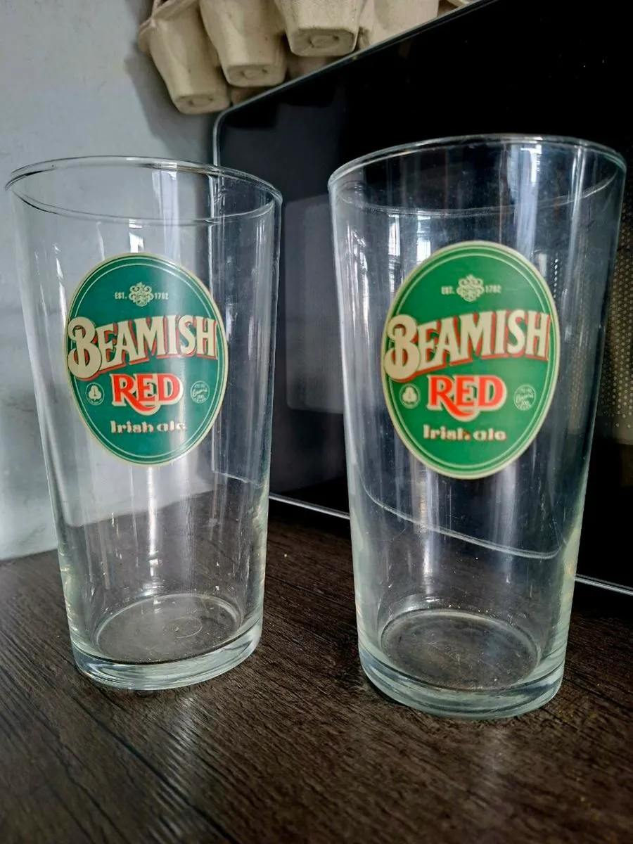 Rare Vintage pair of Beamish Red Pint Glasses - Image 1