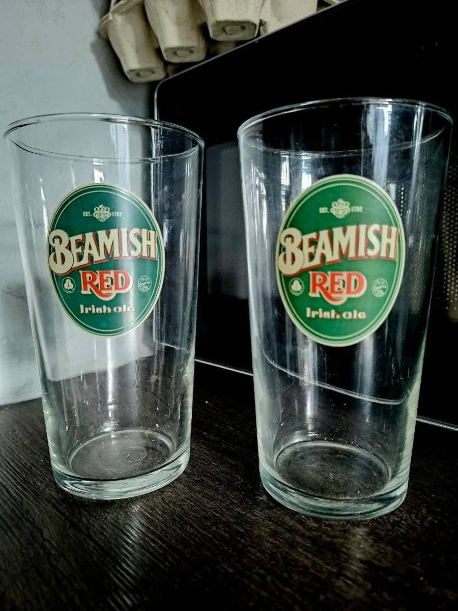 Rare Vintage pair of Beamish Red Pint Glasses - Image 2
