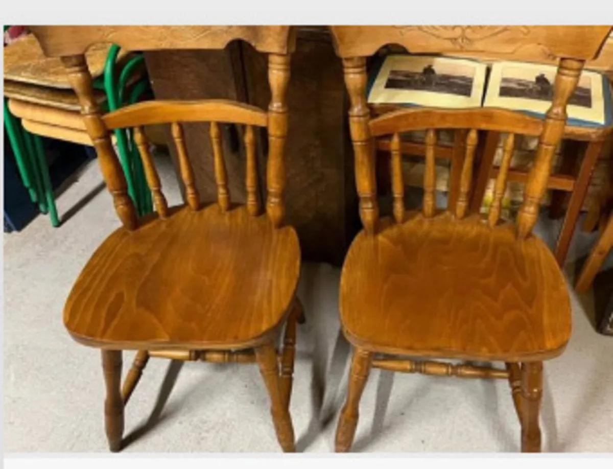 Pair of vintage oak country kitchen chairs