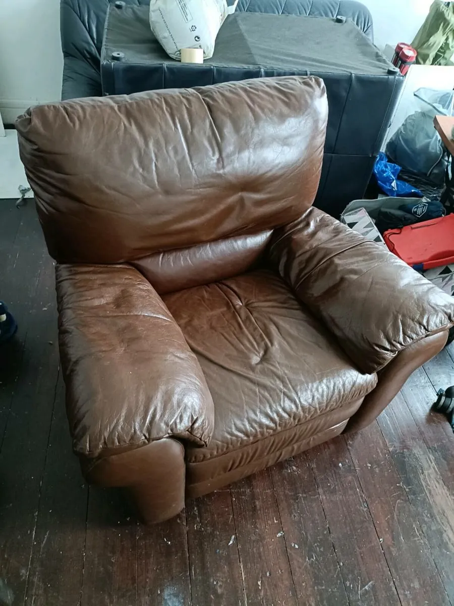 Leather Recliner Single Brown Chair - Image 4