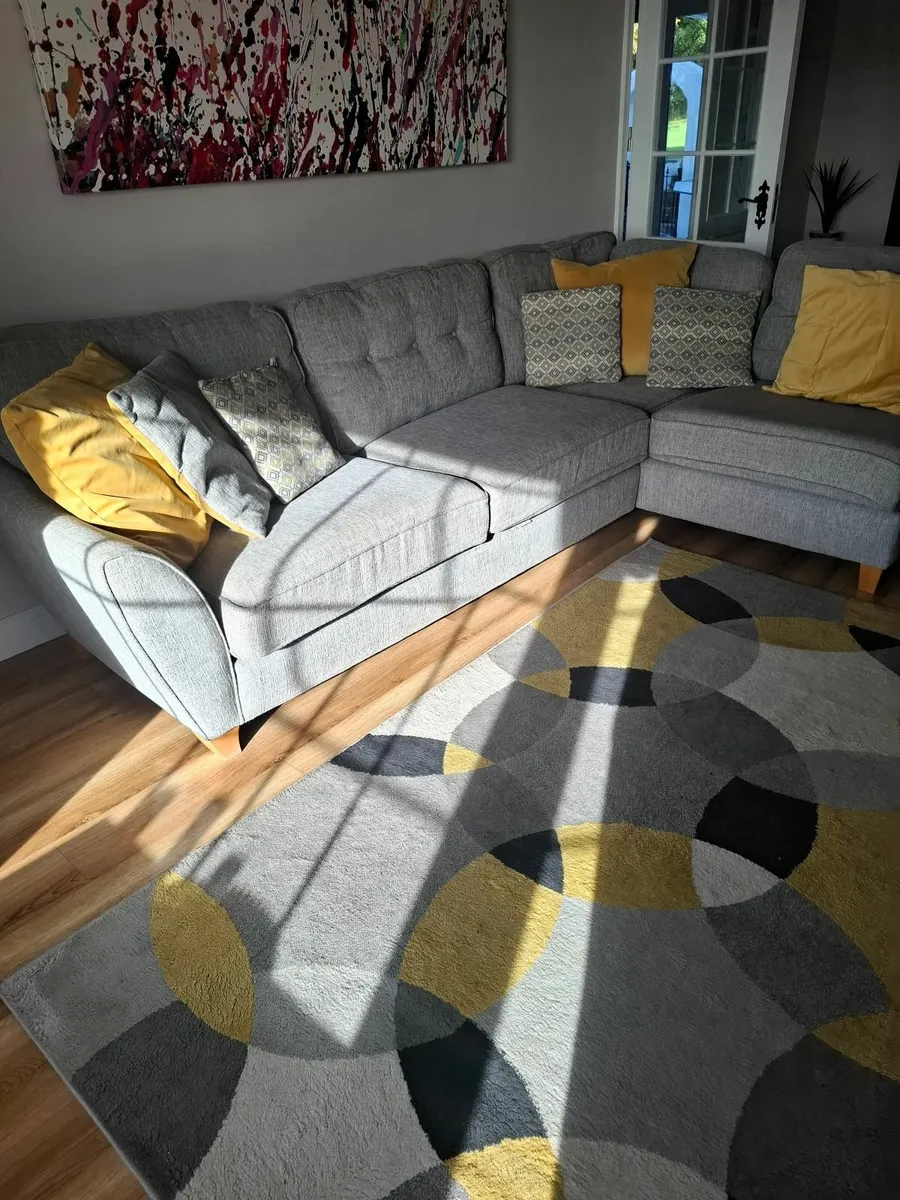 Sofa with matching foot stool and rug - Image 1