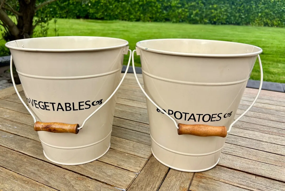 Vintage Style Storage Buckets x 2 - Image 1