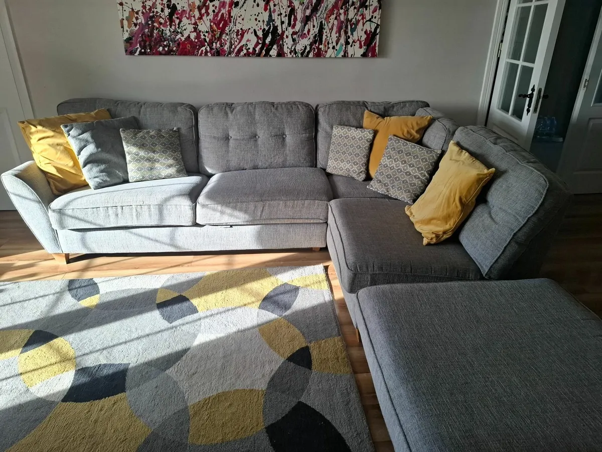 Sofa with matching foot stool and rug - Image 4