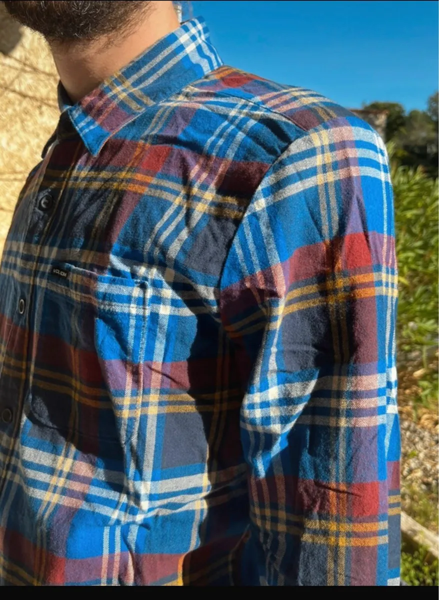 Volcom blue check shirt - large - Image 2